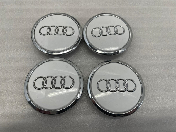 Original Audi Nabendeckel 4B0601170A Felgenkappen Weiß glanz lackiert gebraucht 4 Stück/1 Satz 3B