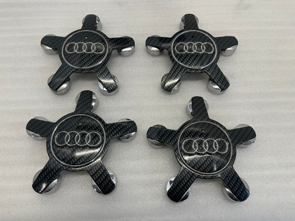 Original Audi Nabendeckel 4F0601165N Felgenkappen Krallen Carbon 2B-R