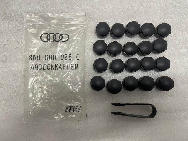 Original Audi Abdeckung Kappe Felge Radmuttern Abdeckkappe Anthrazit 8W0600026 16+4 Abzieher NEU