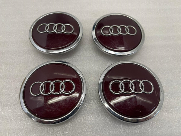 Original Audi Nabendeckel 4B0601170A Felgenkappen Wein Rot gebraucht 4 Stück/1 Satz