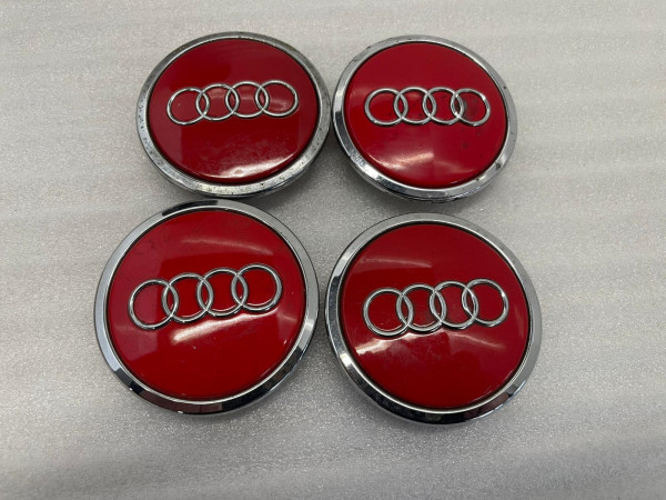 Original Audi Nabendeckel 8T0601170A Felgenkappen Rot lackiert gebraucht 3B-R