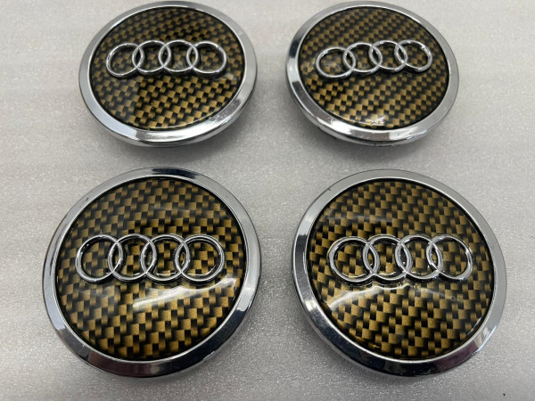 Original Audi Nabendeckel 4B0601170A Felgenkappen Carbon yellow gebraucht 4 Stück/1 Satz